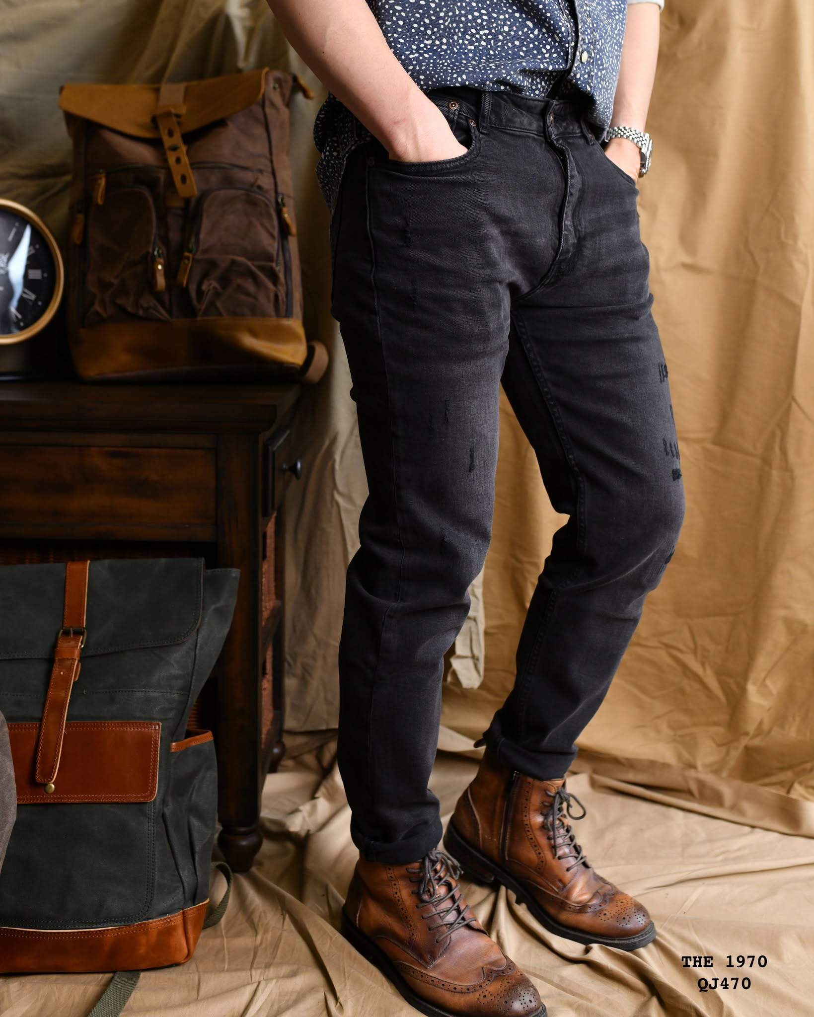 Quần jean xám xước THE1970 QJ470