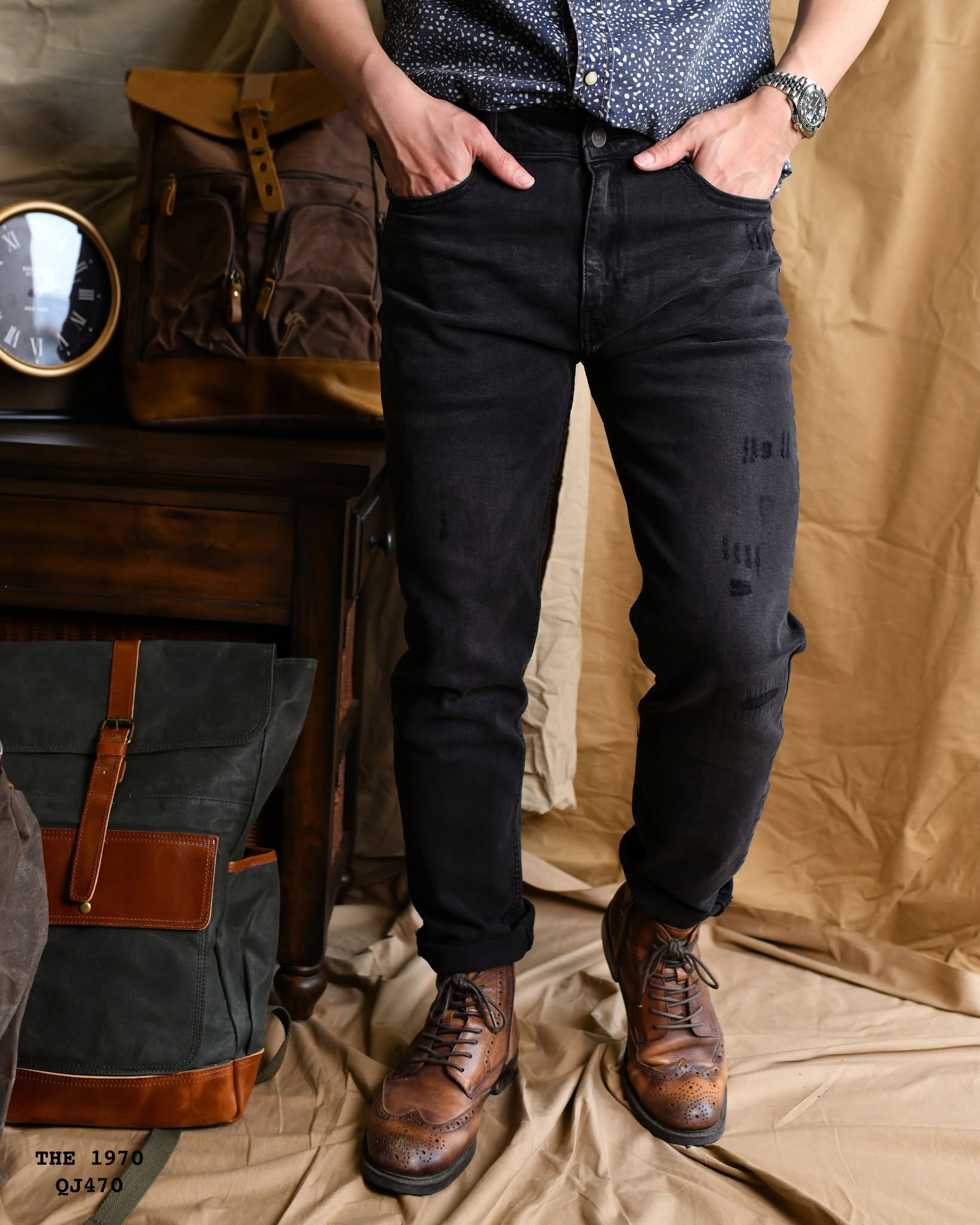 Quần jean xám xước THE1970 QJ470