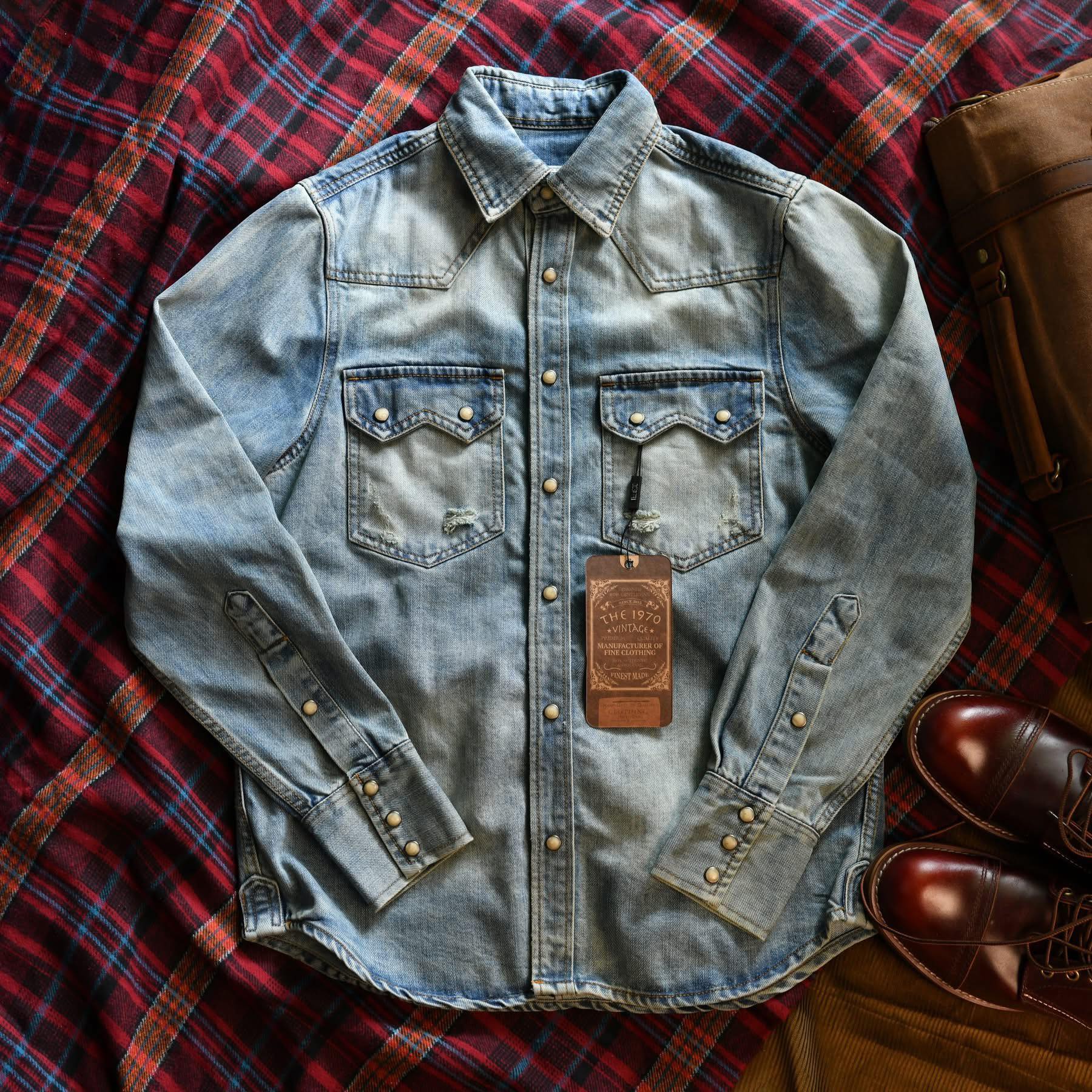 dạ áo Sơ Mi Denim San Francisco THE1970 SM783
