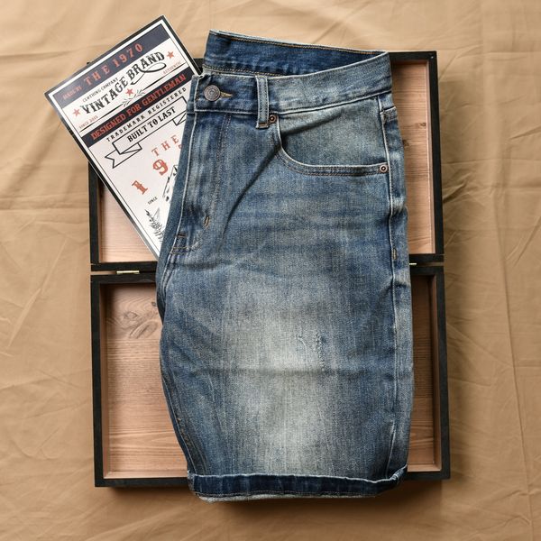 Quần short jean loang xước QS519 - Xanh vàng