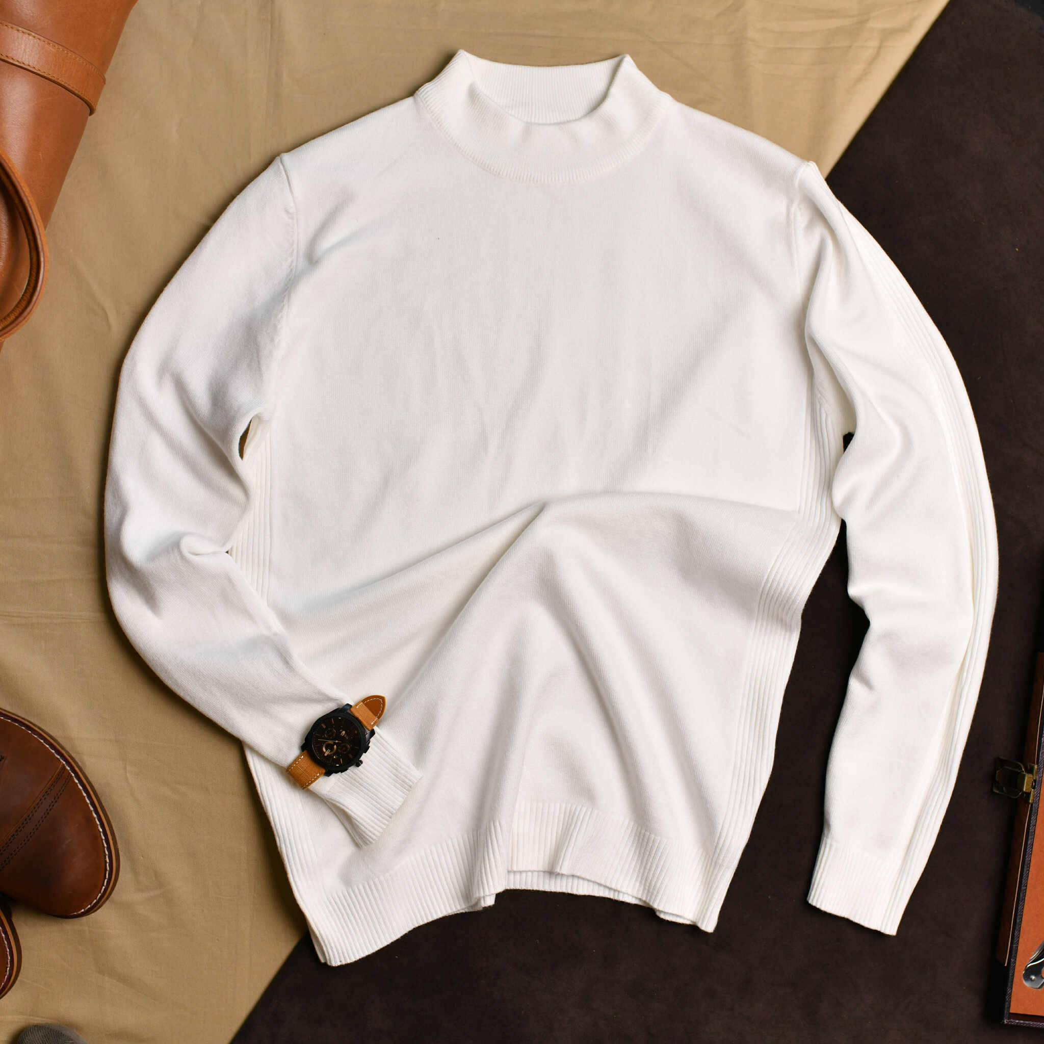 Áo len cổ 4cm AL892 - TRẮNG