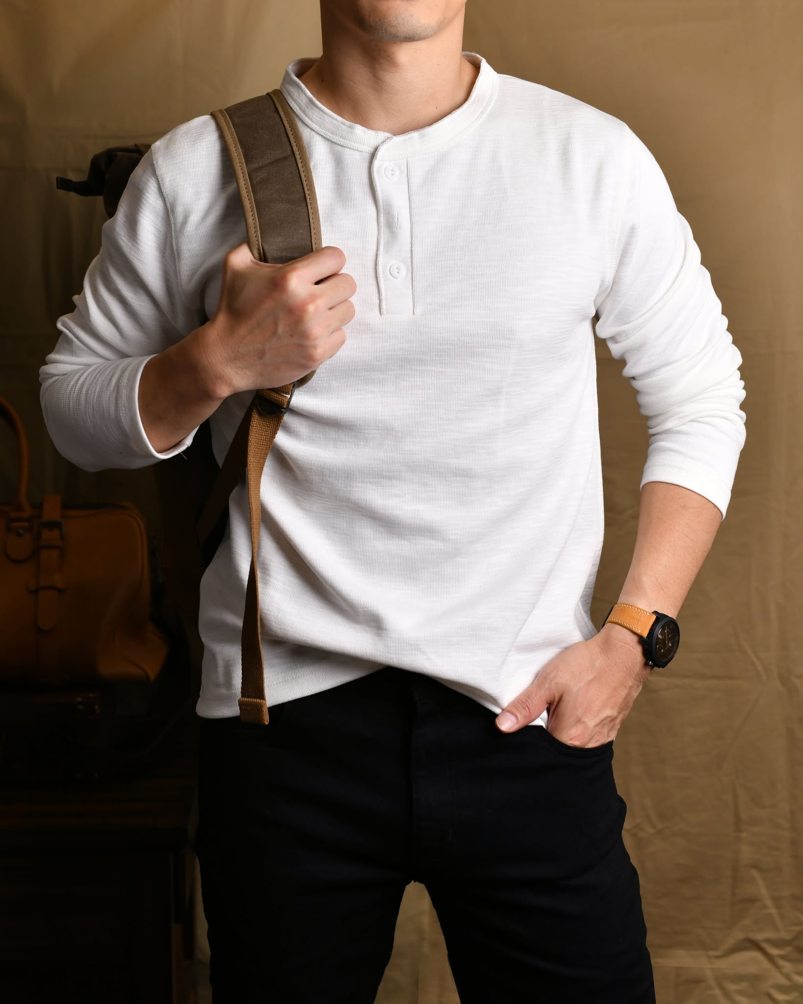 Áo phông dài tay 3 khuy AP898 - TRẮNG