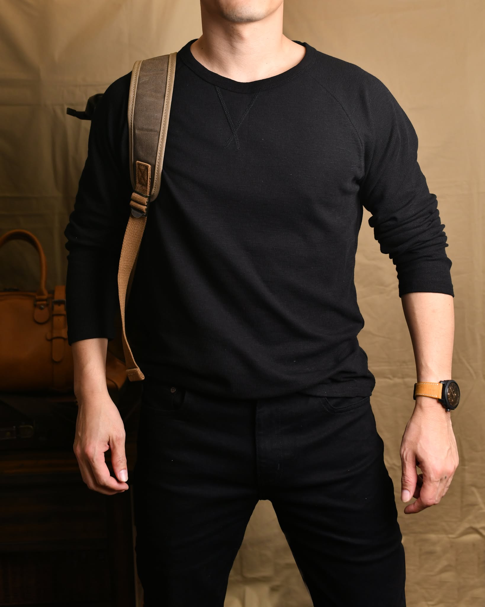 Áo phông dài tay raglan AP897 - ĐEN