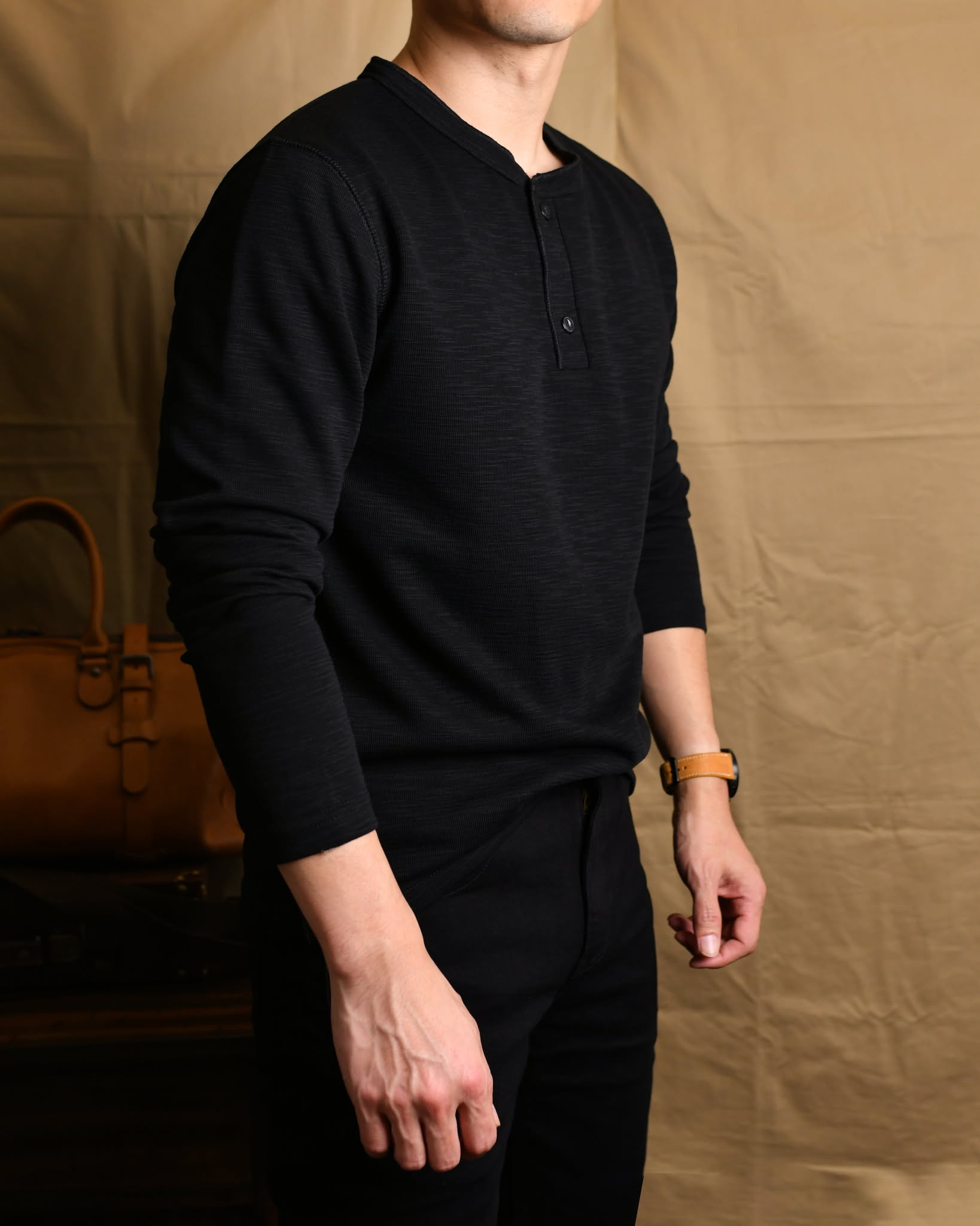 Áo phông dài tay 3 khuy AP898 - ĐEN