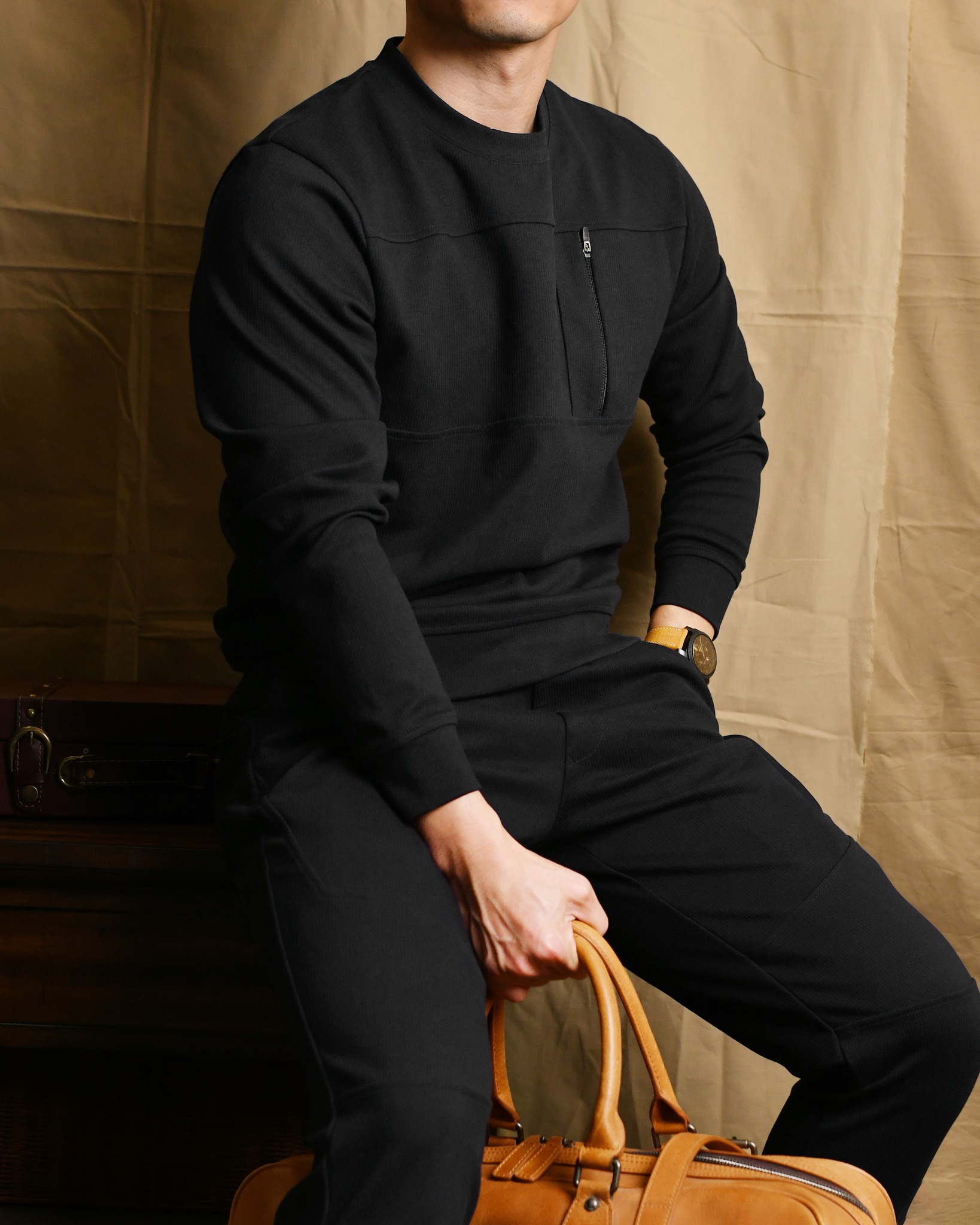 Bộ nỉ nam AN858 - ĐEN