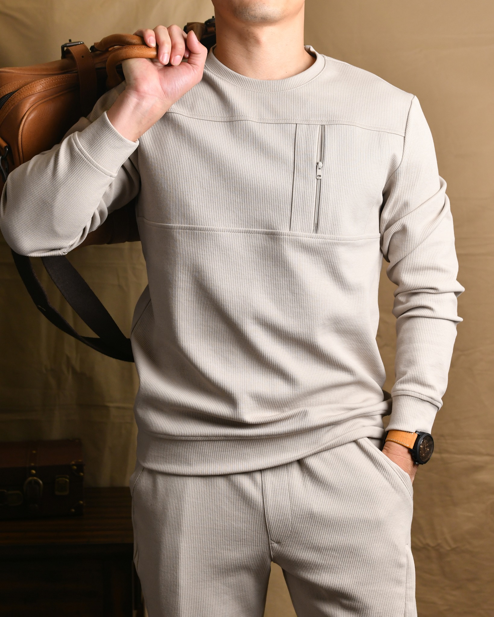 Bộ nỉ nam AN858 - KEM