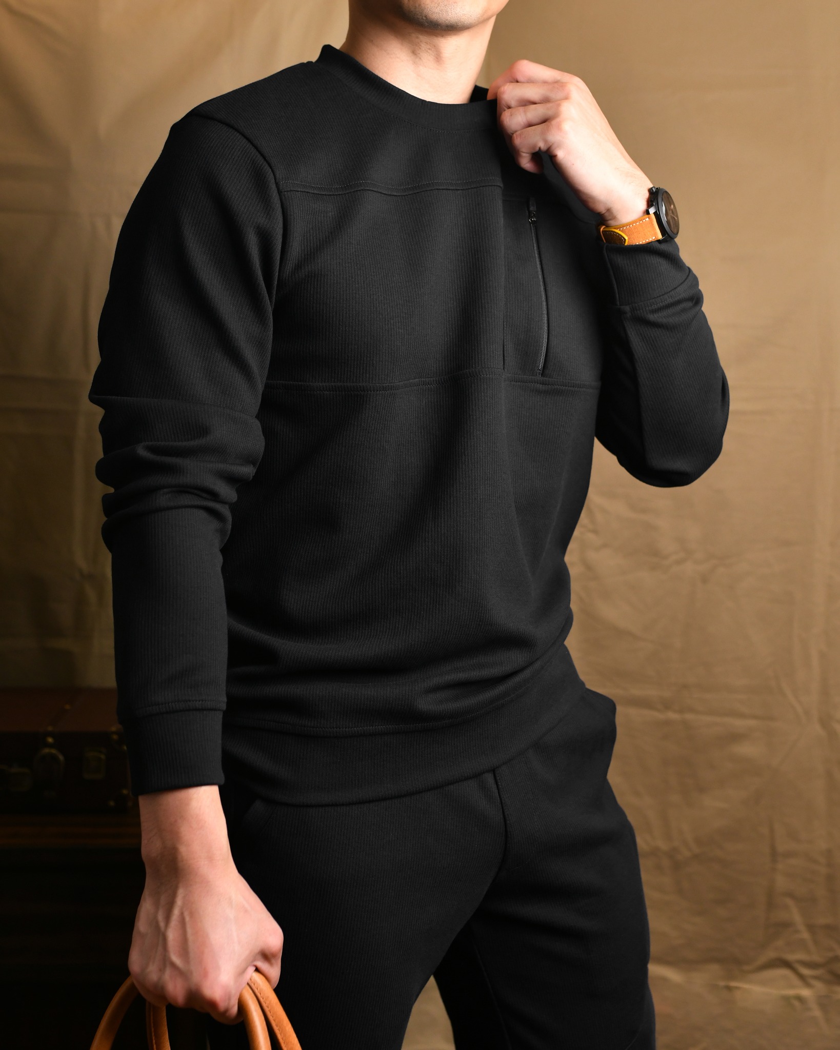 Bộ nỉ nam AN858 - ĐEN