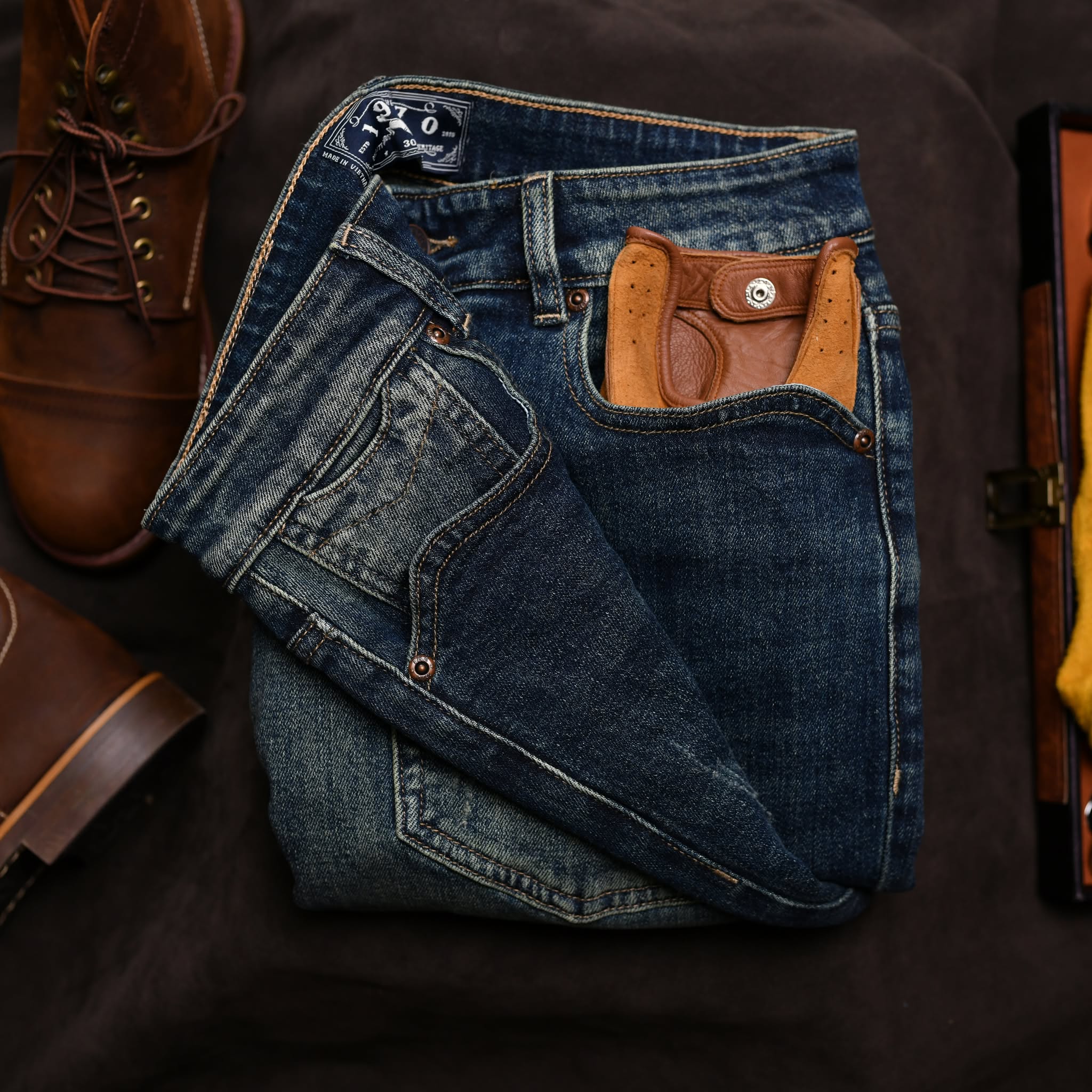 Quần jean xước QJ909 - XANH ĐẬM