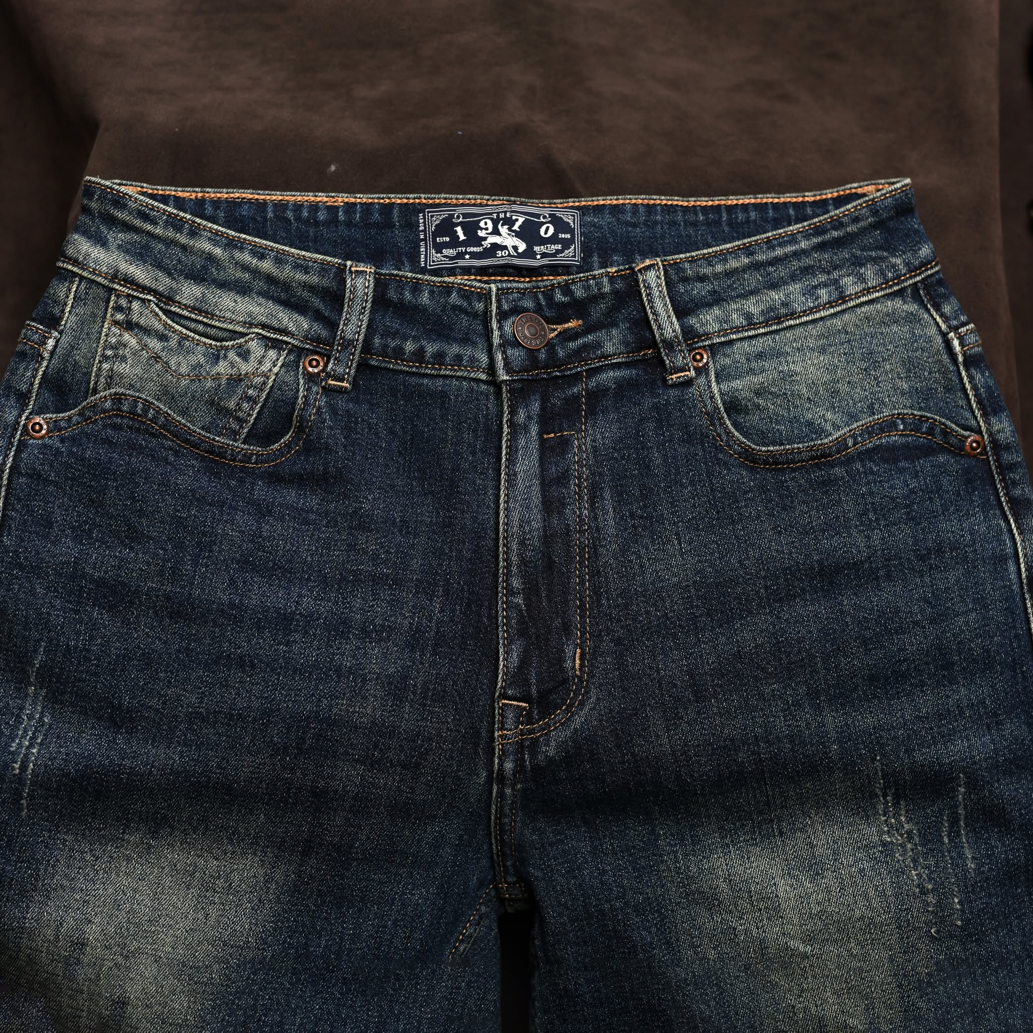 Quần jean xước QJ909 - XANH ĐẬM