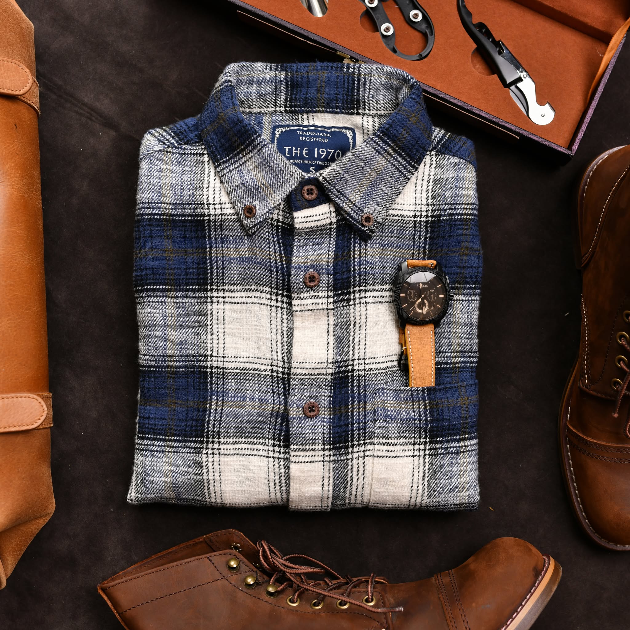 Áo sơ mi kẻ SM903 - Than