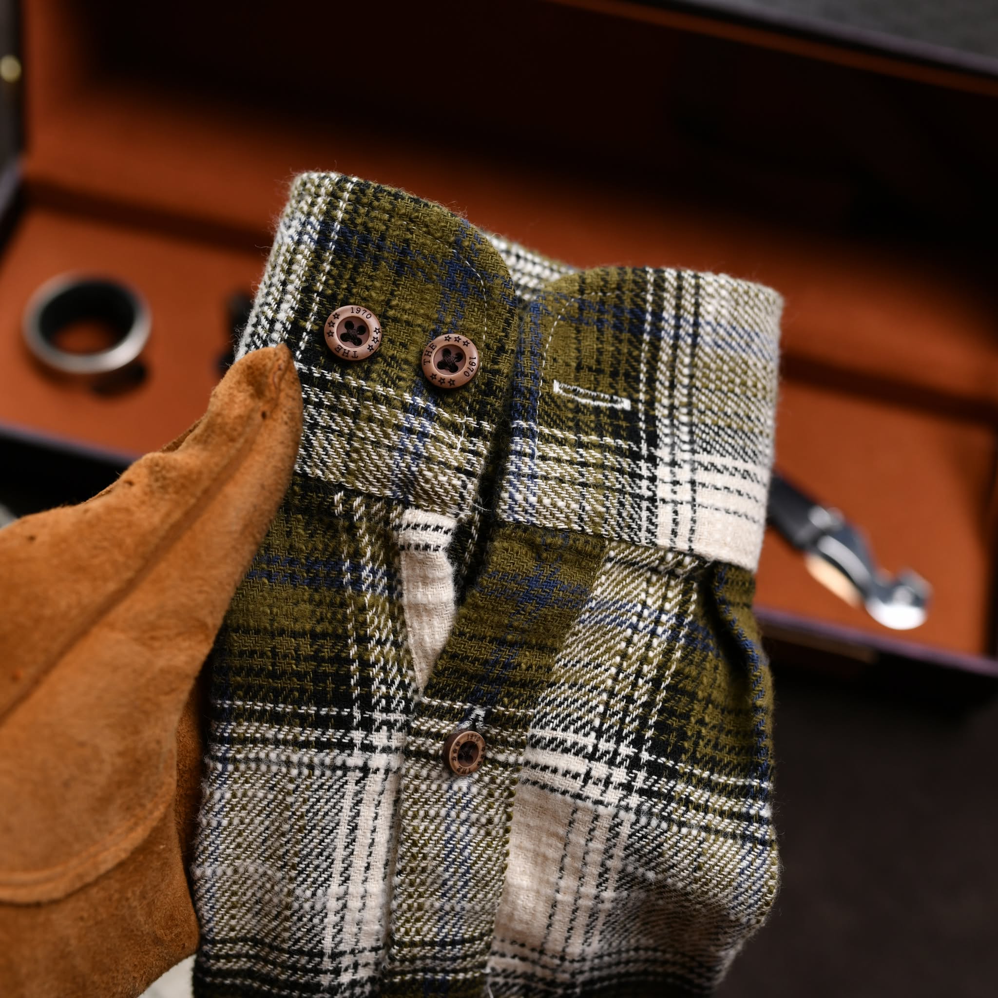 Áo sơ mi kẻ SM903 - RÊU