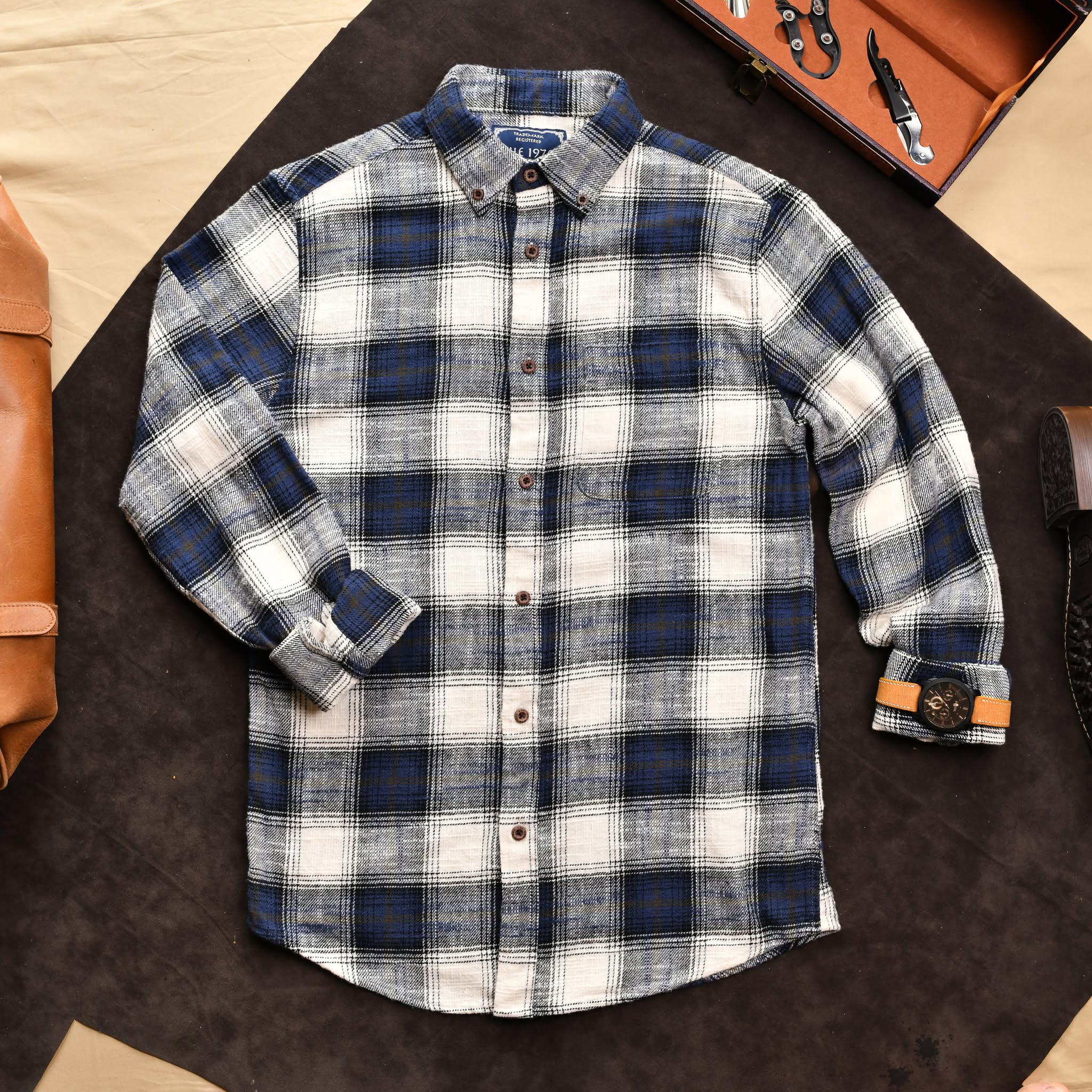 Áo sơ mi kẻ SM903 - Than