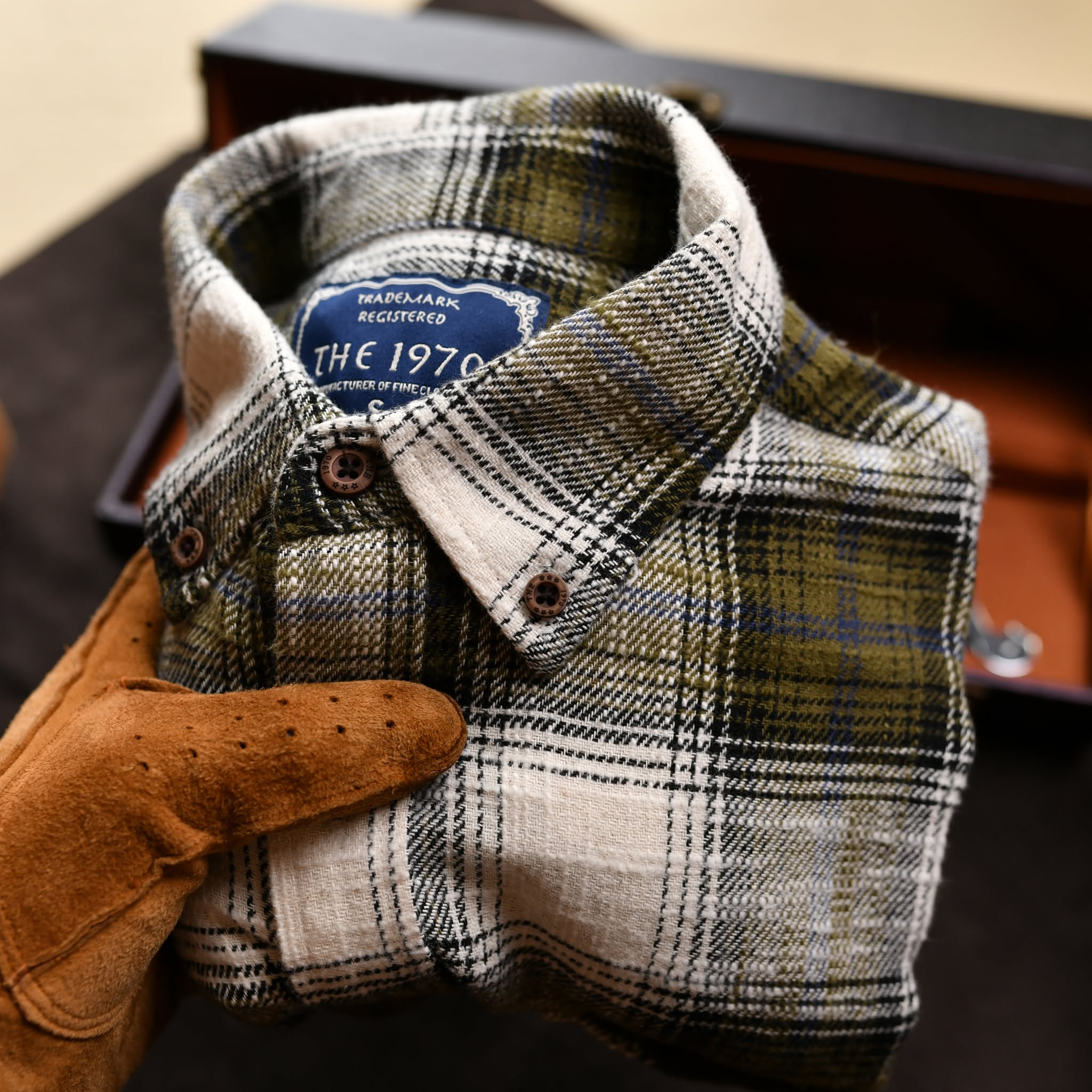 Áo sơ mi kẻ SM903 - RÊU