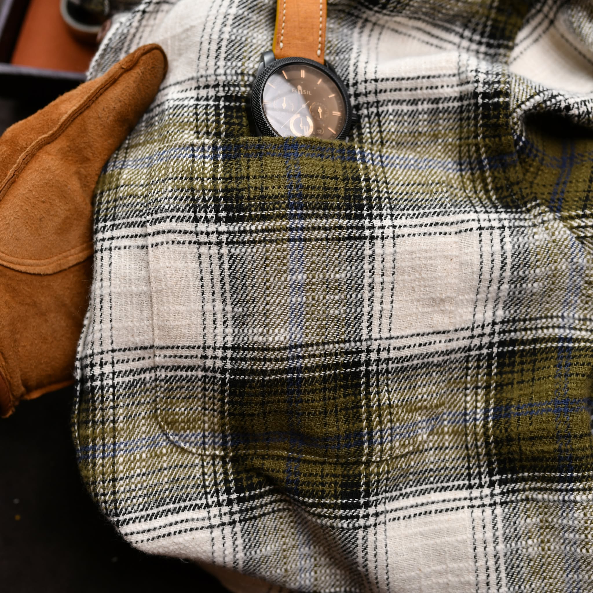 Áo sơ mi kẻ SM903 - RÊU