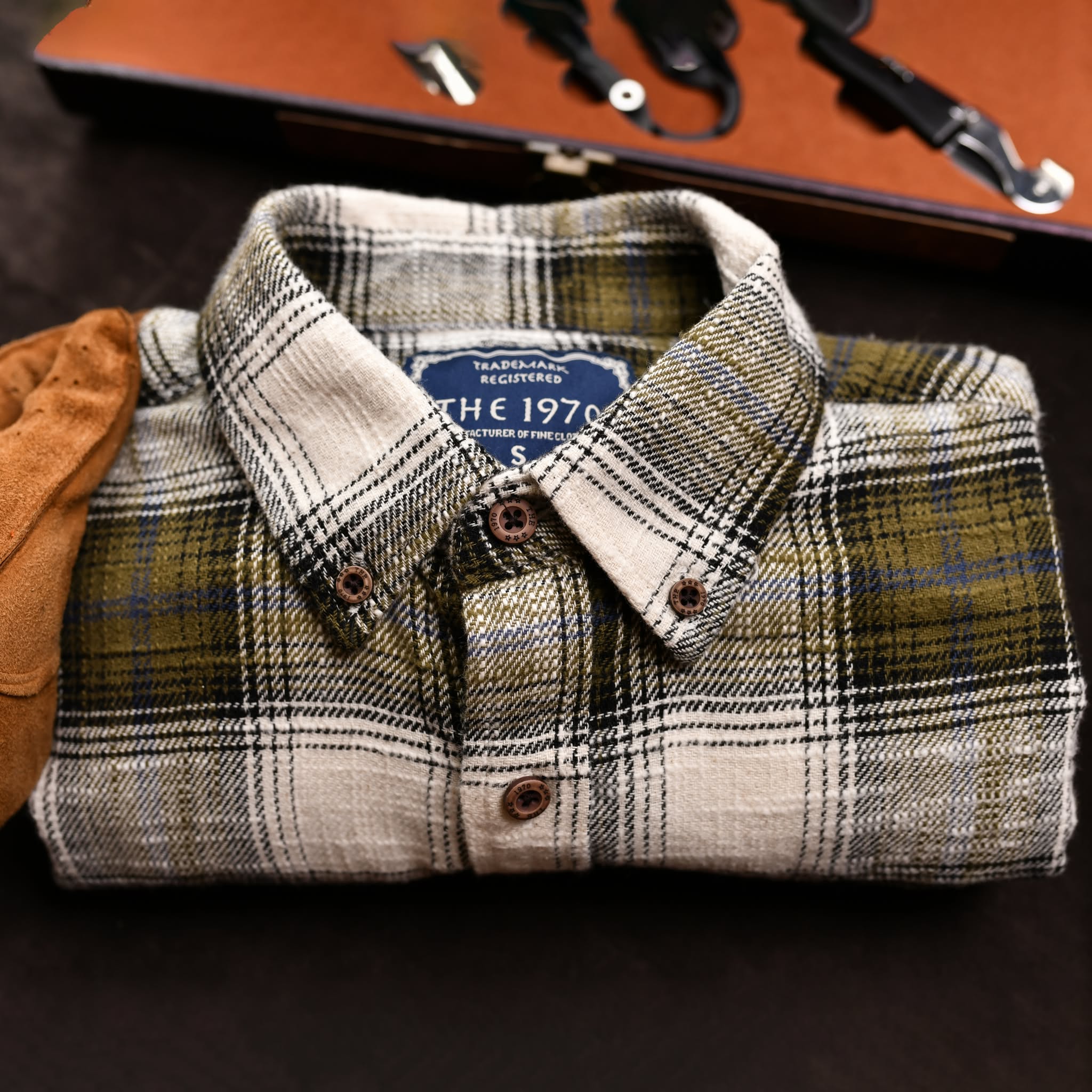 Áo sơ mi kẻ SM903 - RÊU