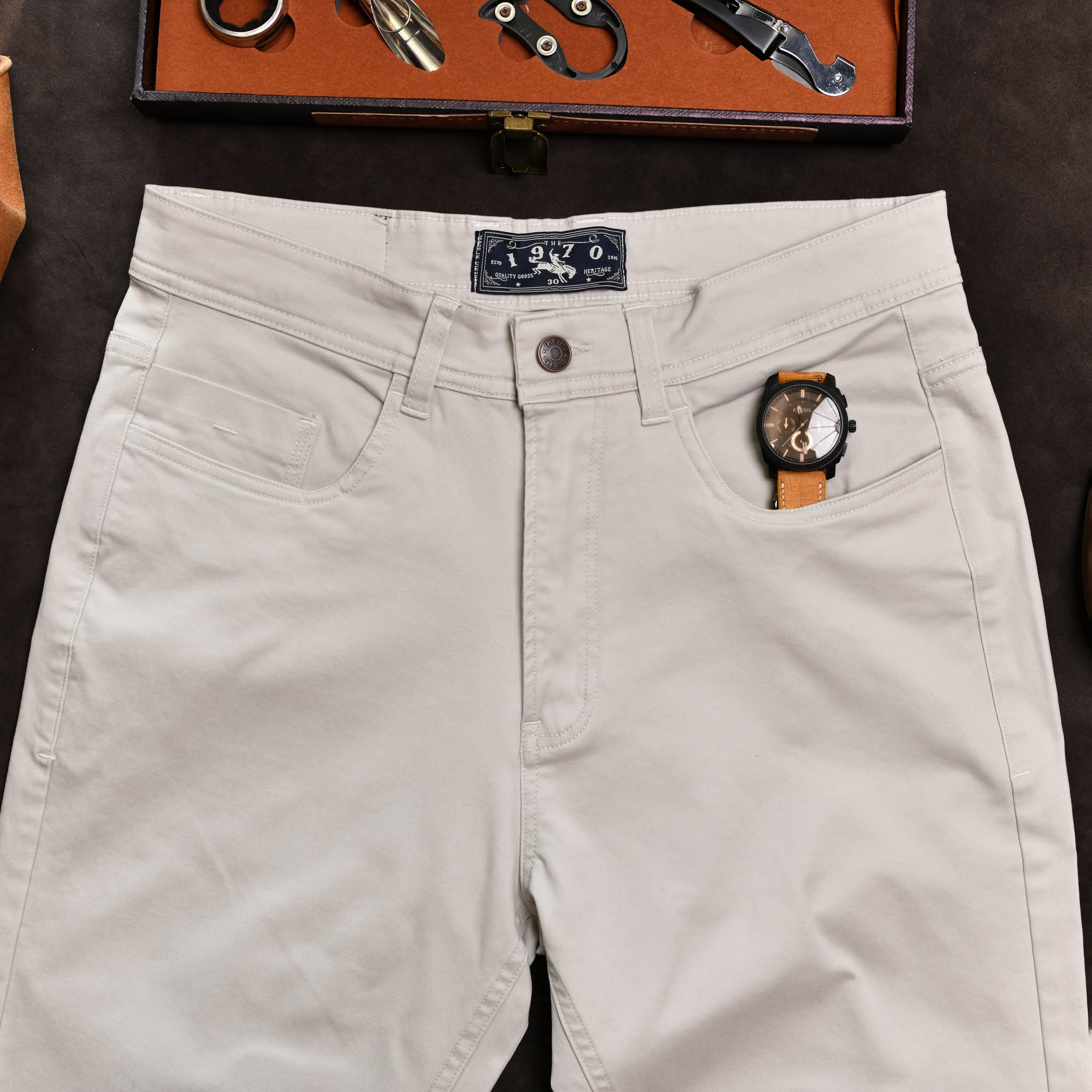 Quần kaki dài QKK896 - KEM