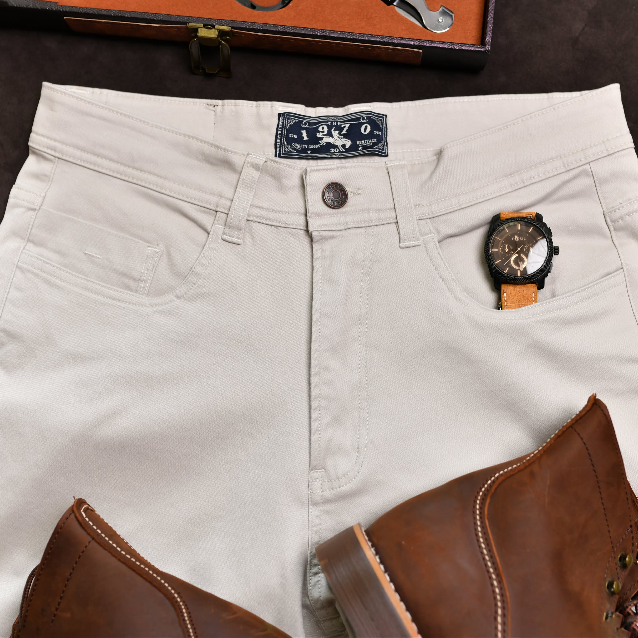 Quần kaki dài QKK896 - KEM