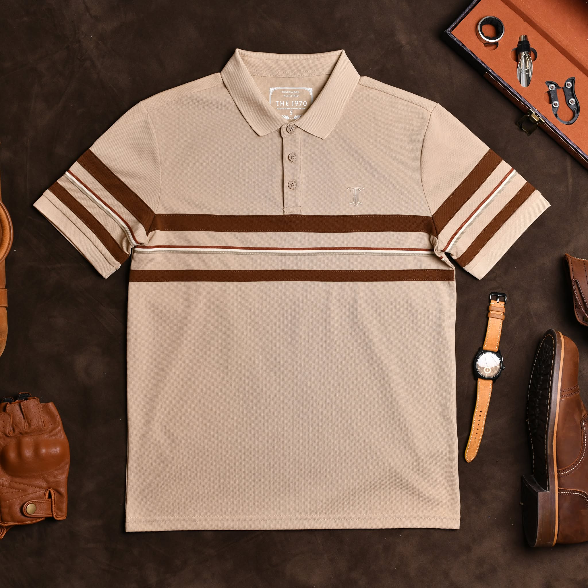 Áo polo phối kẻ 3127 AP932 - ĐEN