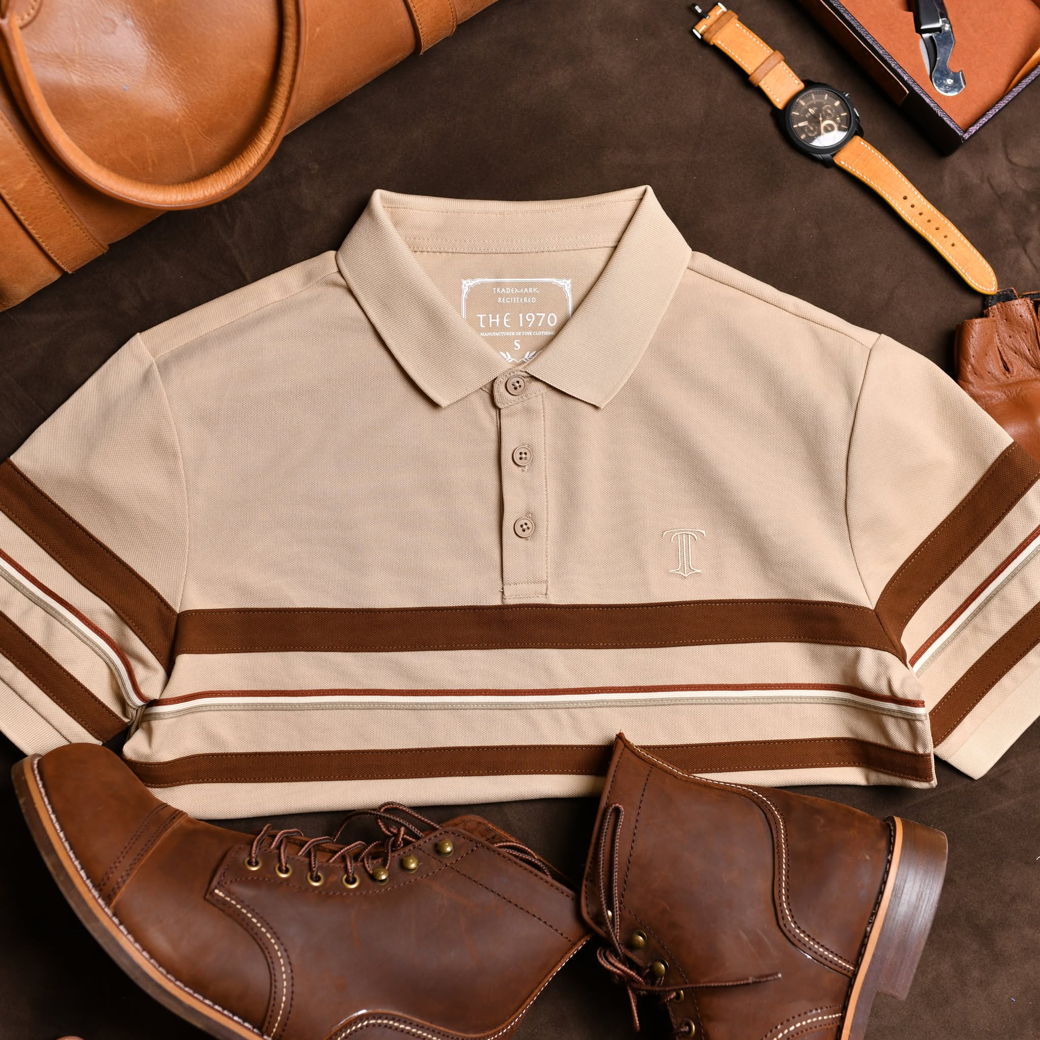 Áo polo phối kẻ 3127 AP932 - ĐEN