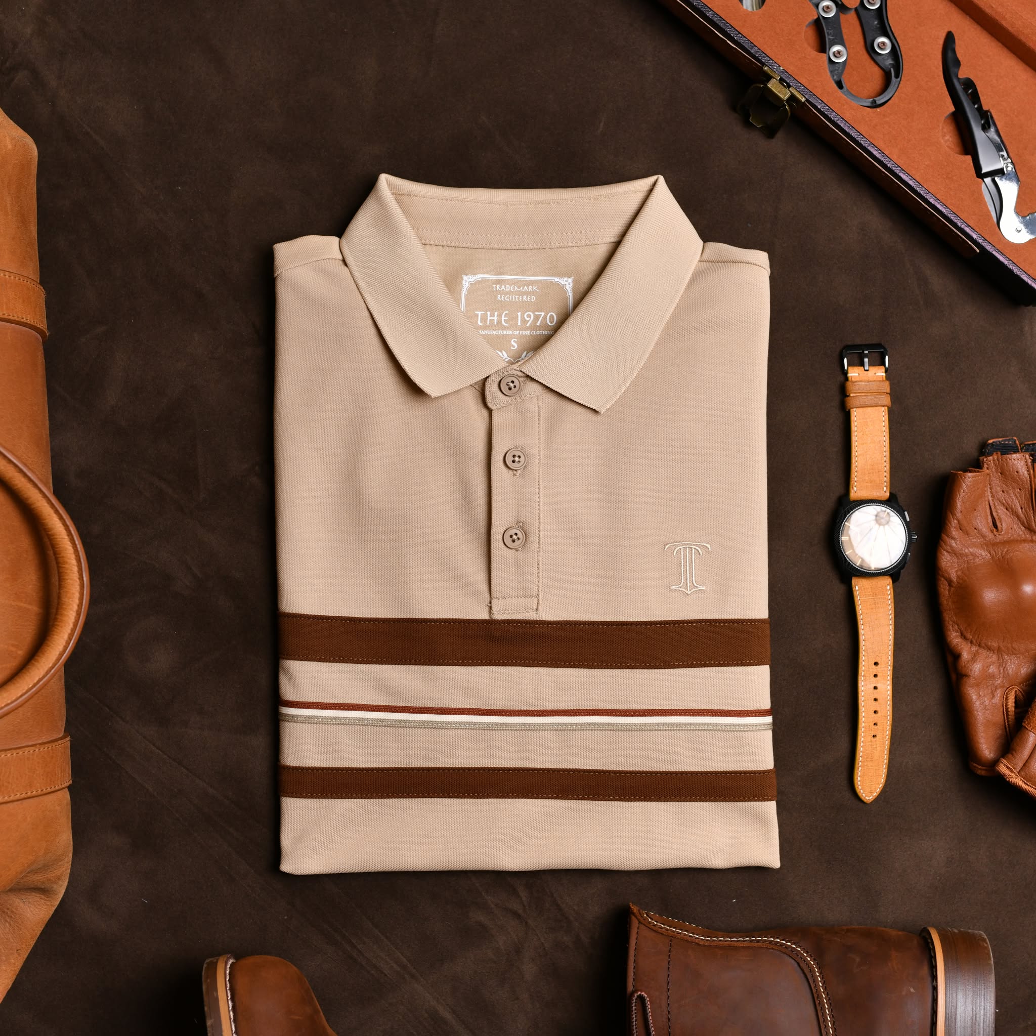 Áo polo phối kẻ 3127 AP932 - ĐEN