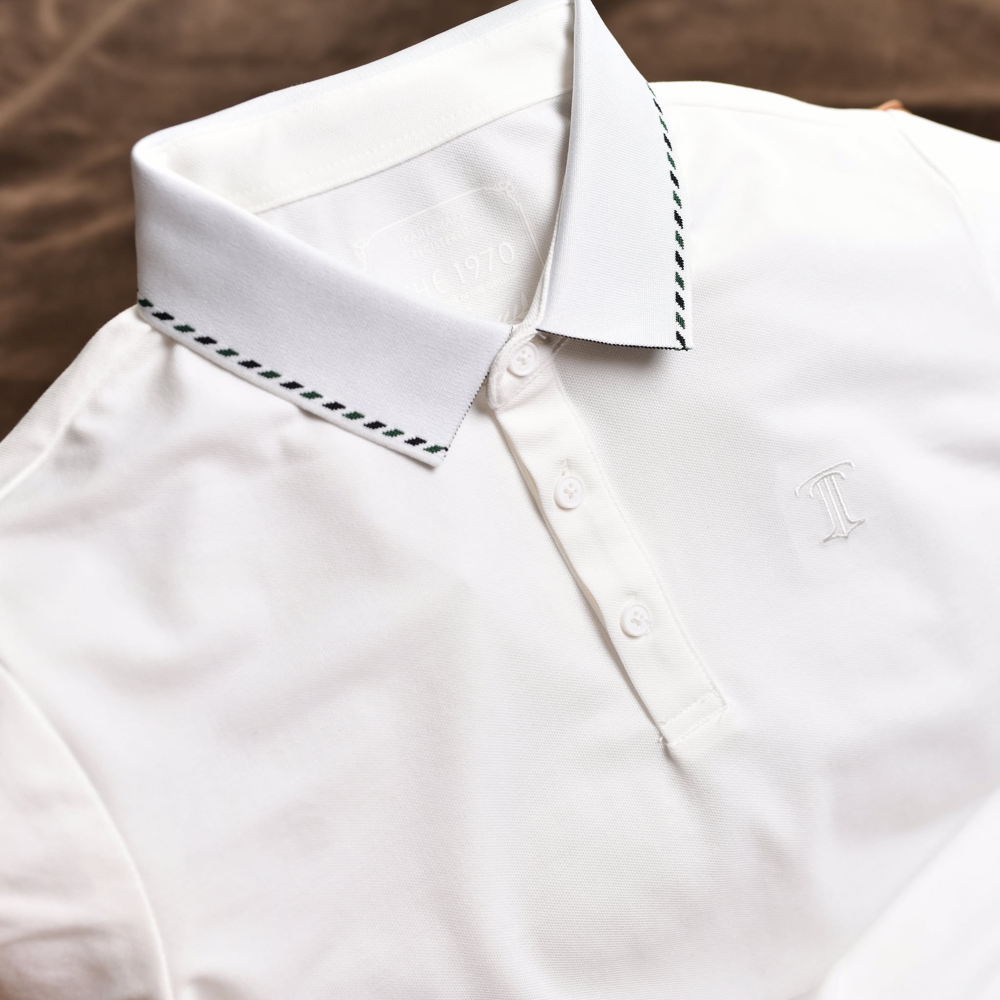 Áo polo viền kẻ AP933 - Trắng