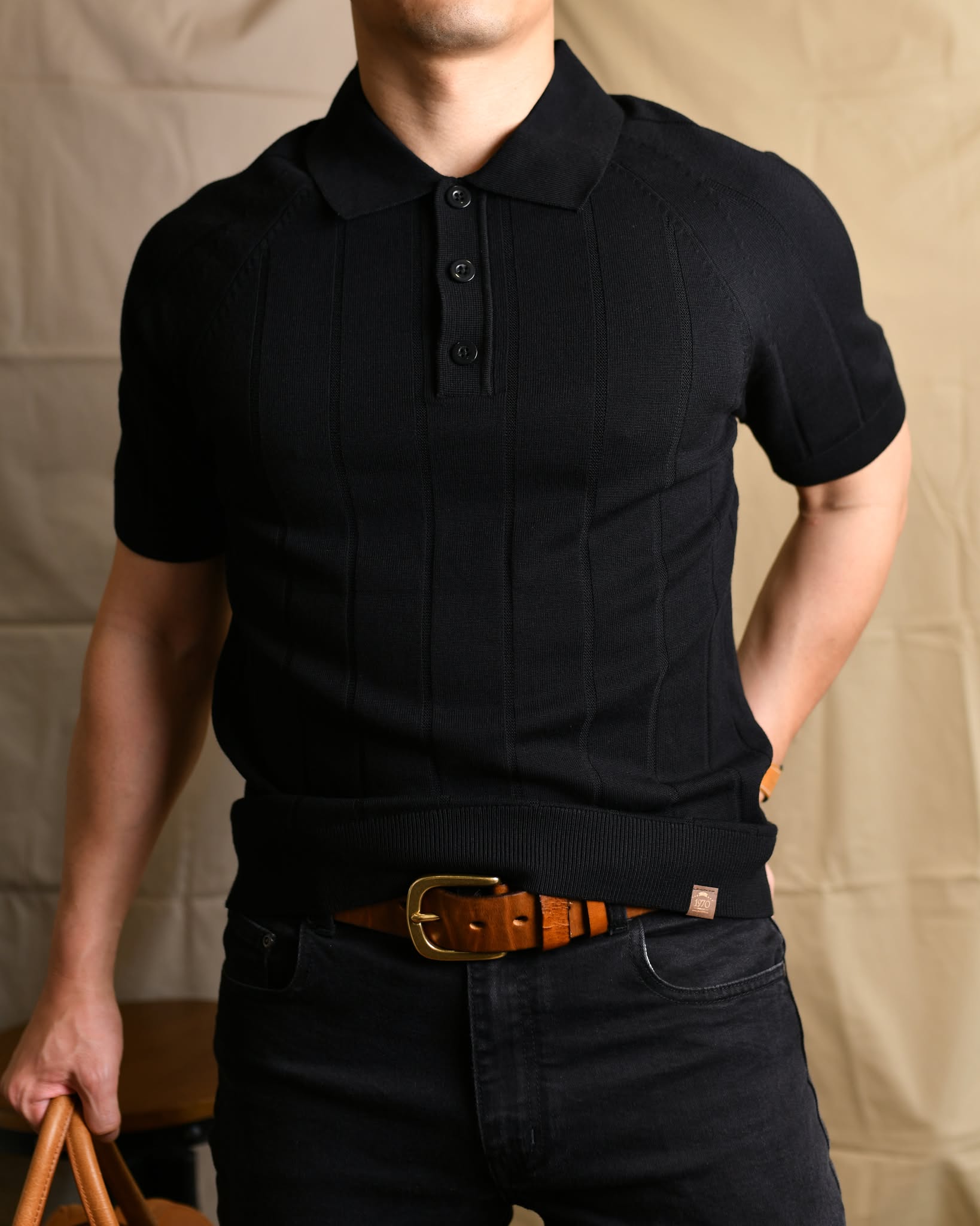 Áo polo dệt AP939 - ĐEN
