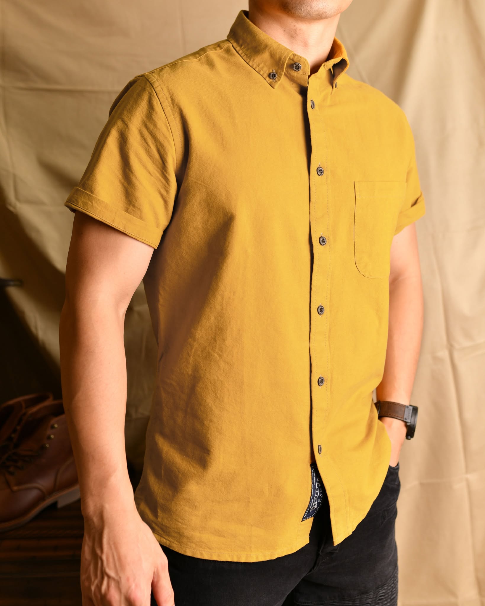 Somi Oxford cộc tay 1 túi Trắng The1970 SM781