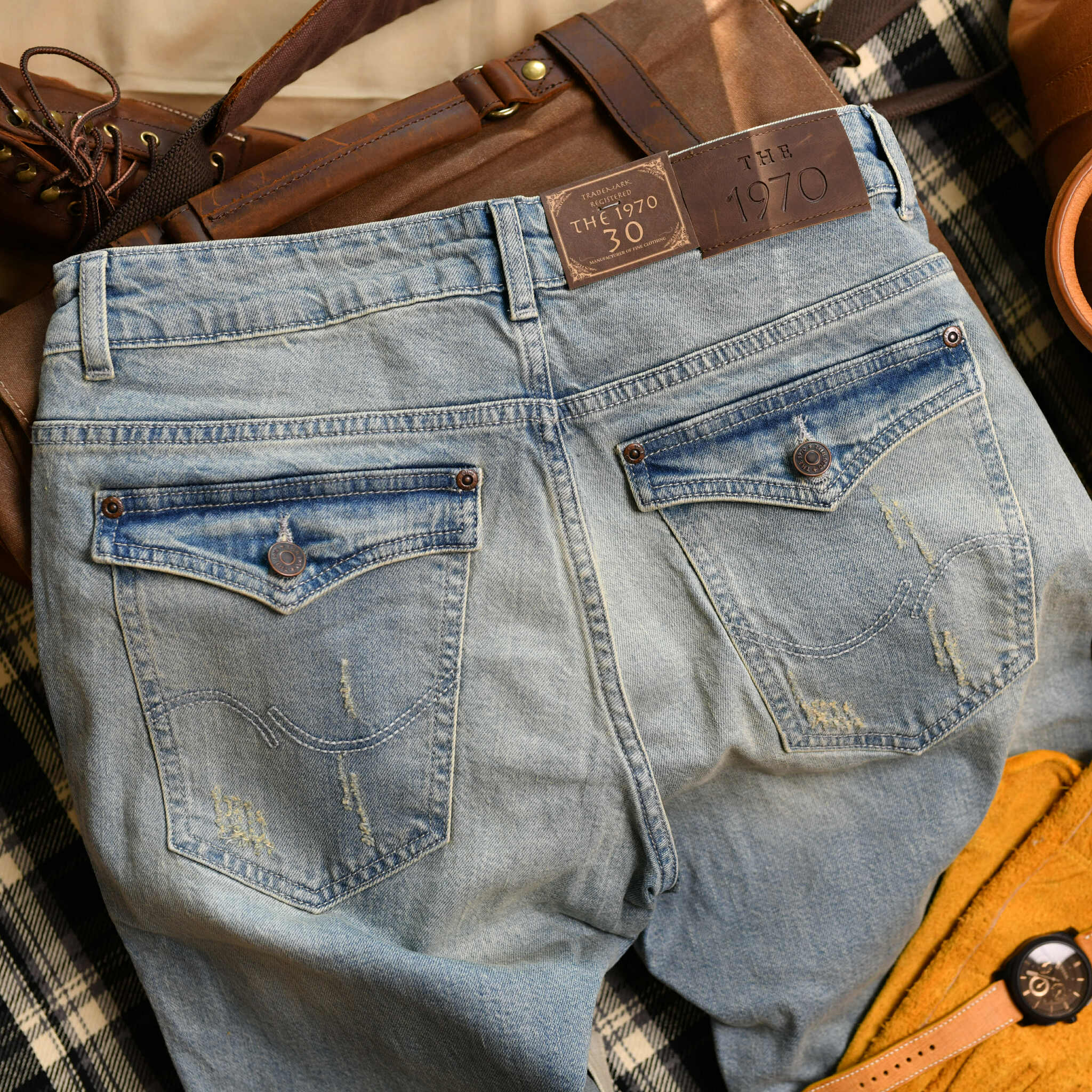 Quần short jean xanh XANH NHẠT THE1970  QS790