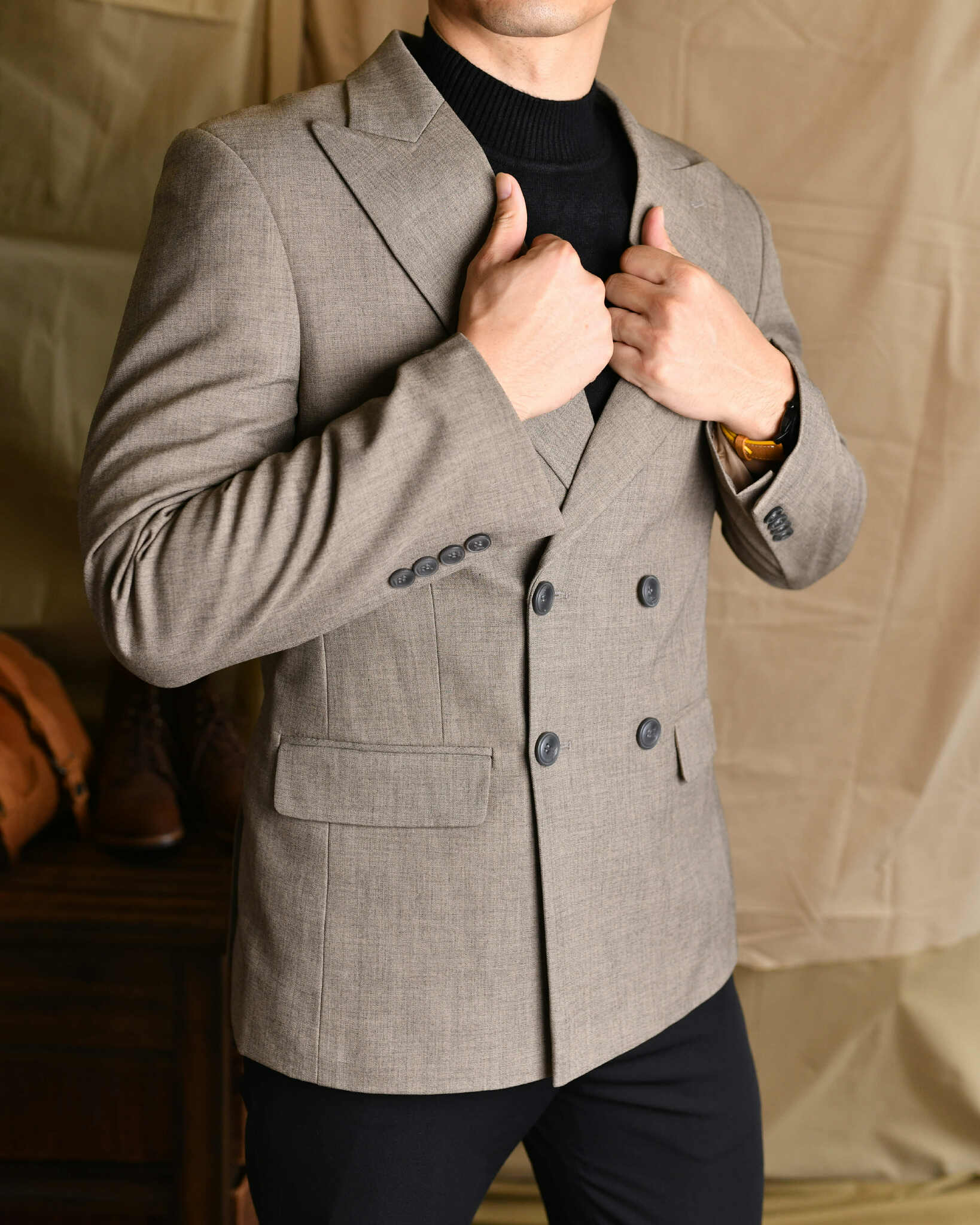 Khoác Blazer NÂU BE THE1970 AB801