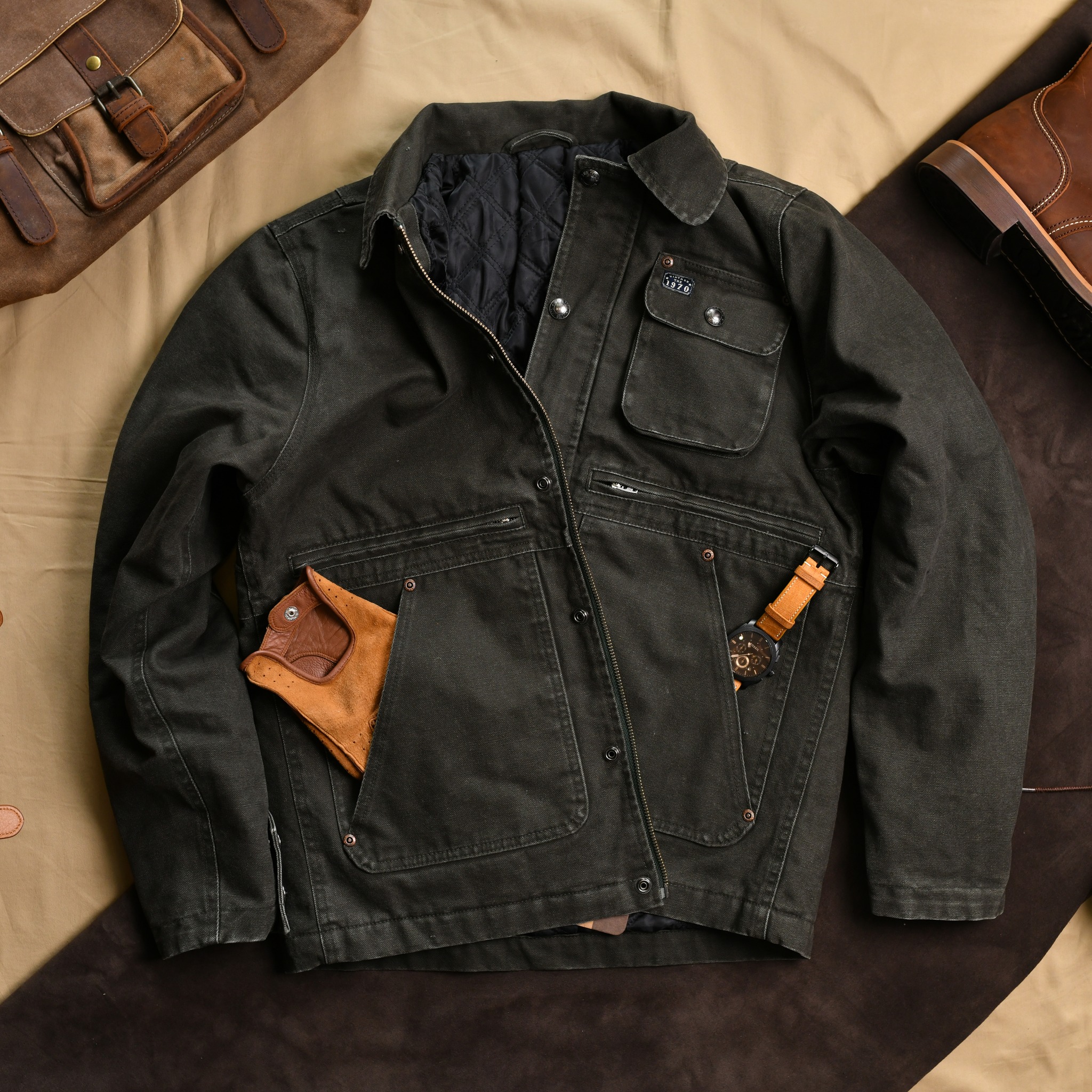 Áo khoác kaki ĐEN THE1970 AKK809