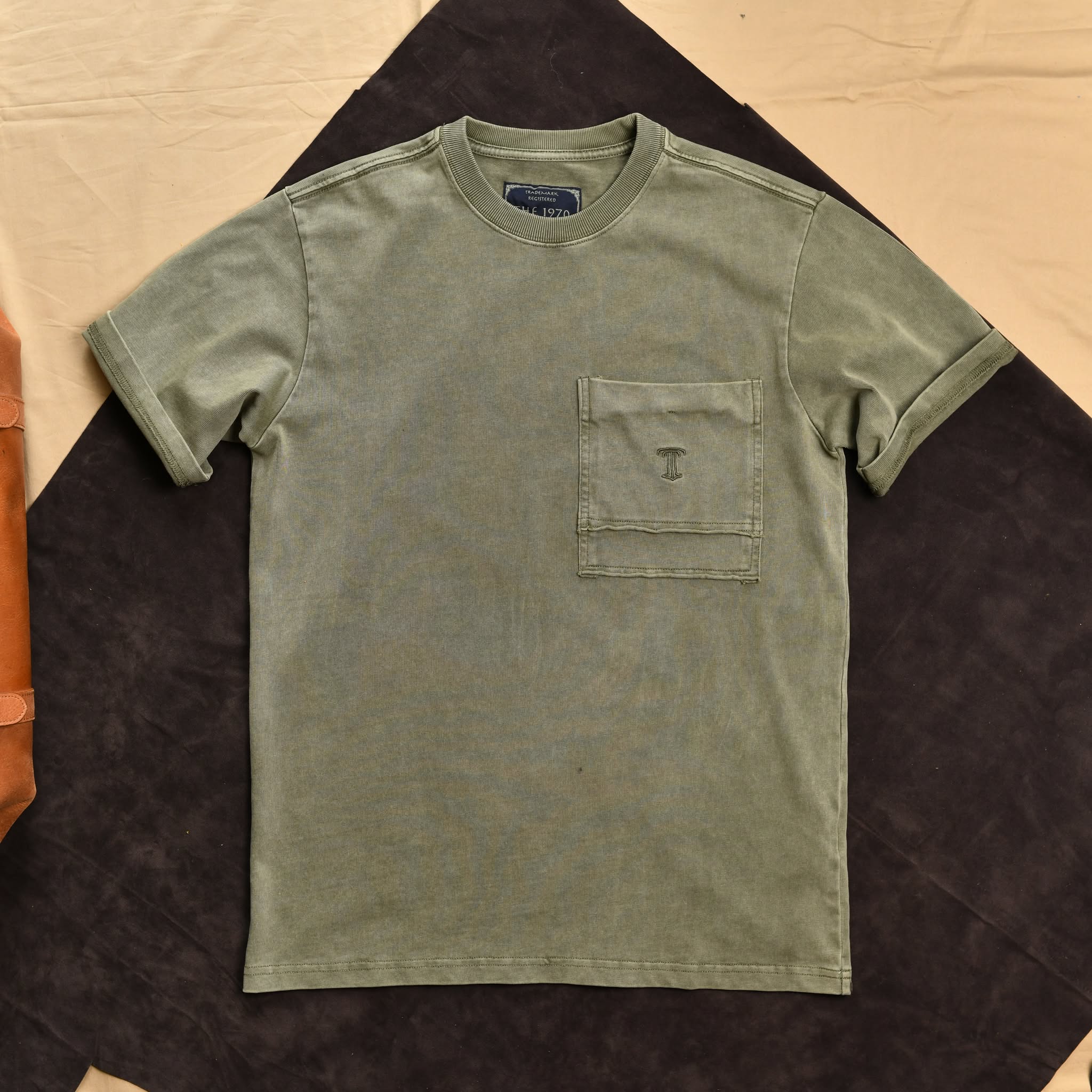 Áo phông thêu 1 túi ngực AP866-rêu