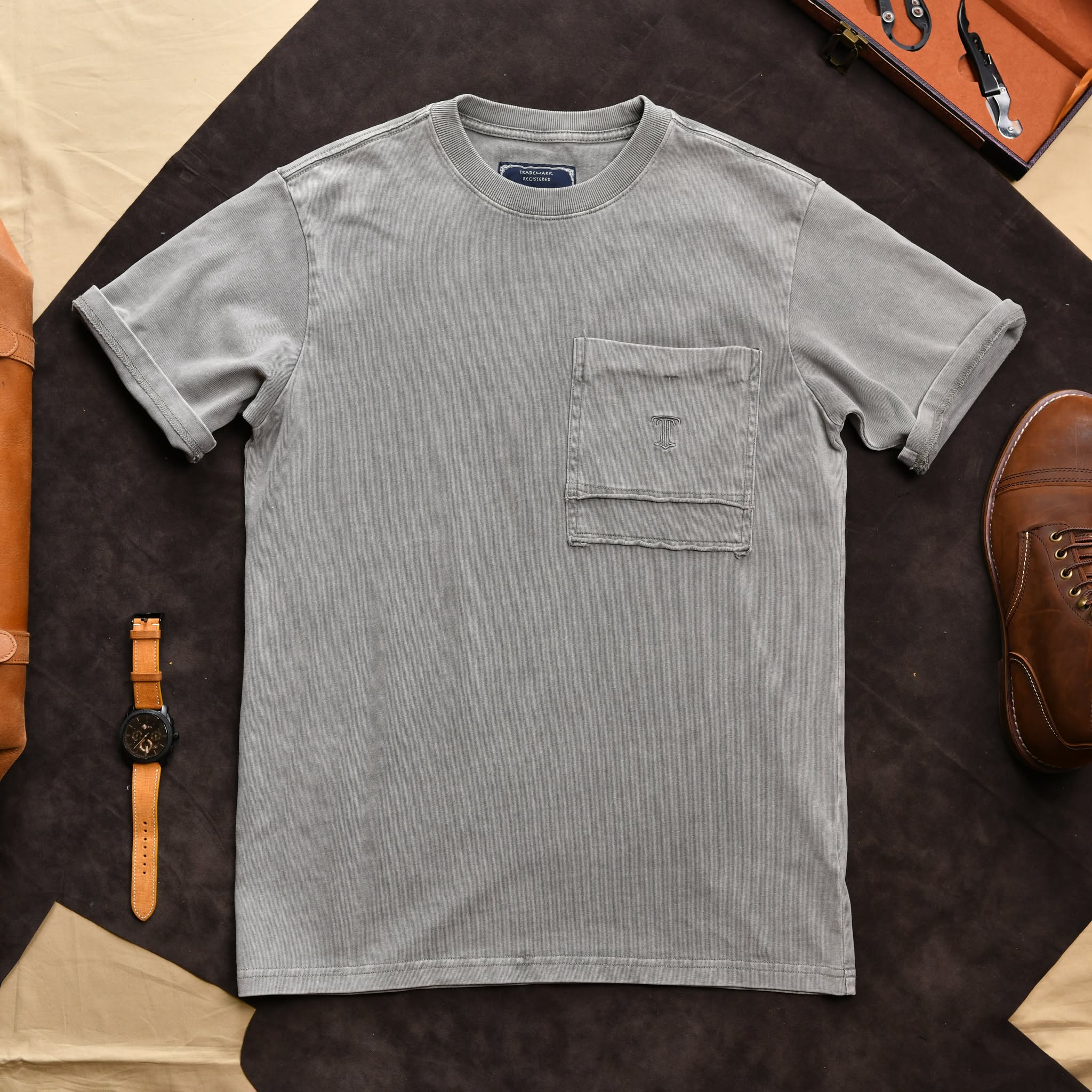 Áo phông thêu 1 túi ngực AP866-rêu