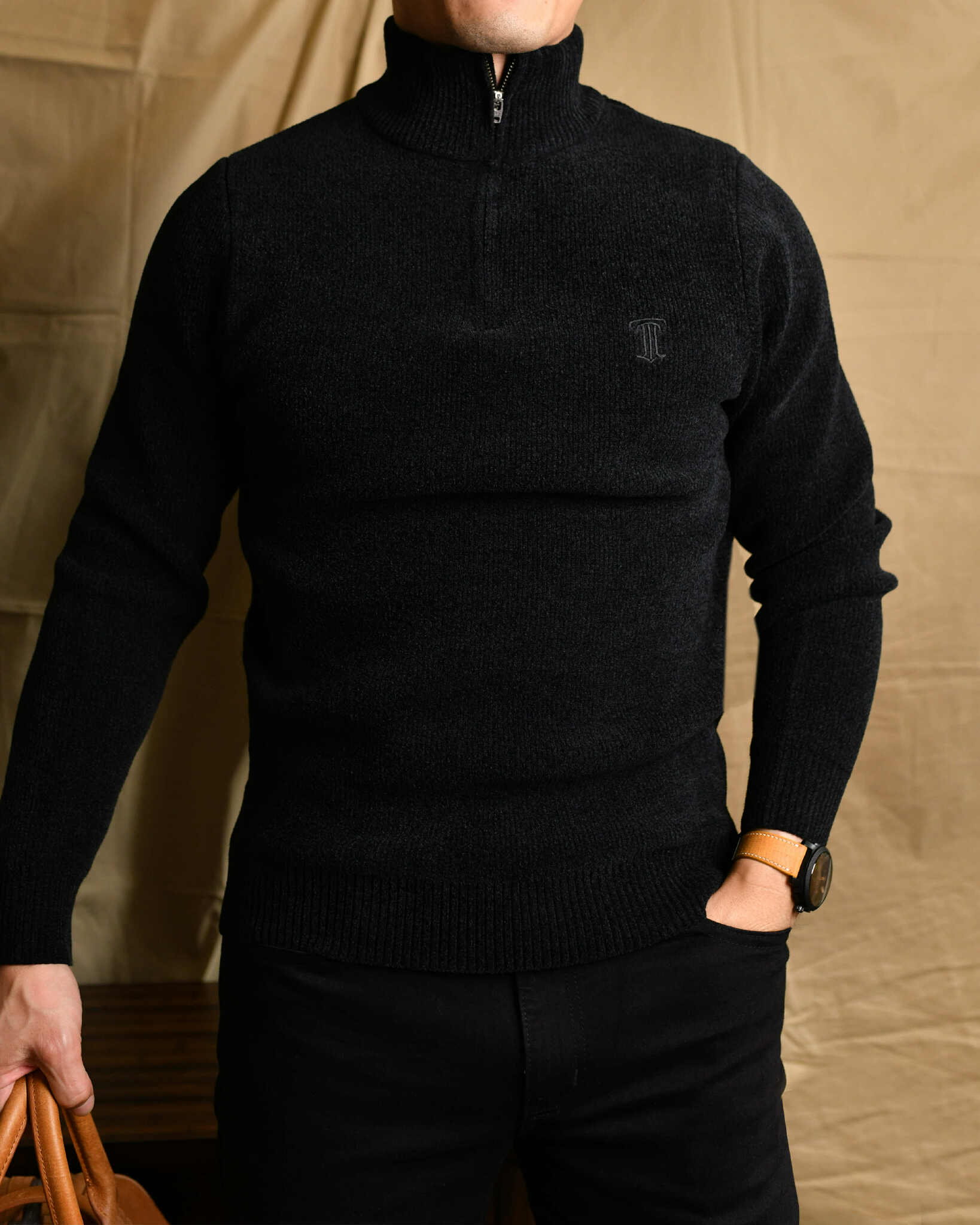 Áo len khoá cổ NÂU THE1970 AL864