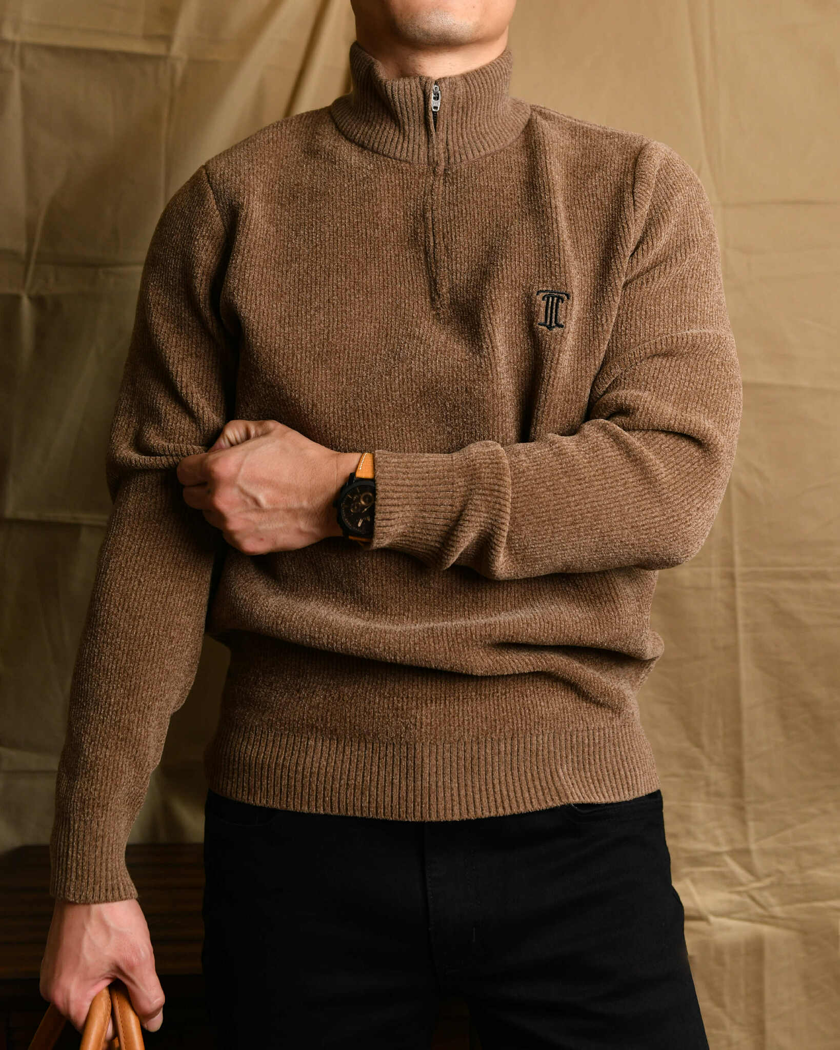 Áo len khoá cổ NÂU THE1970 AL864