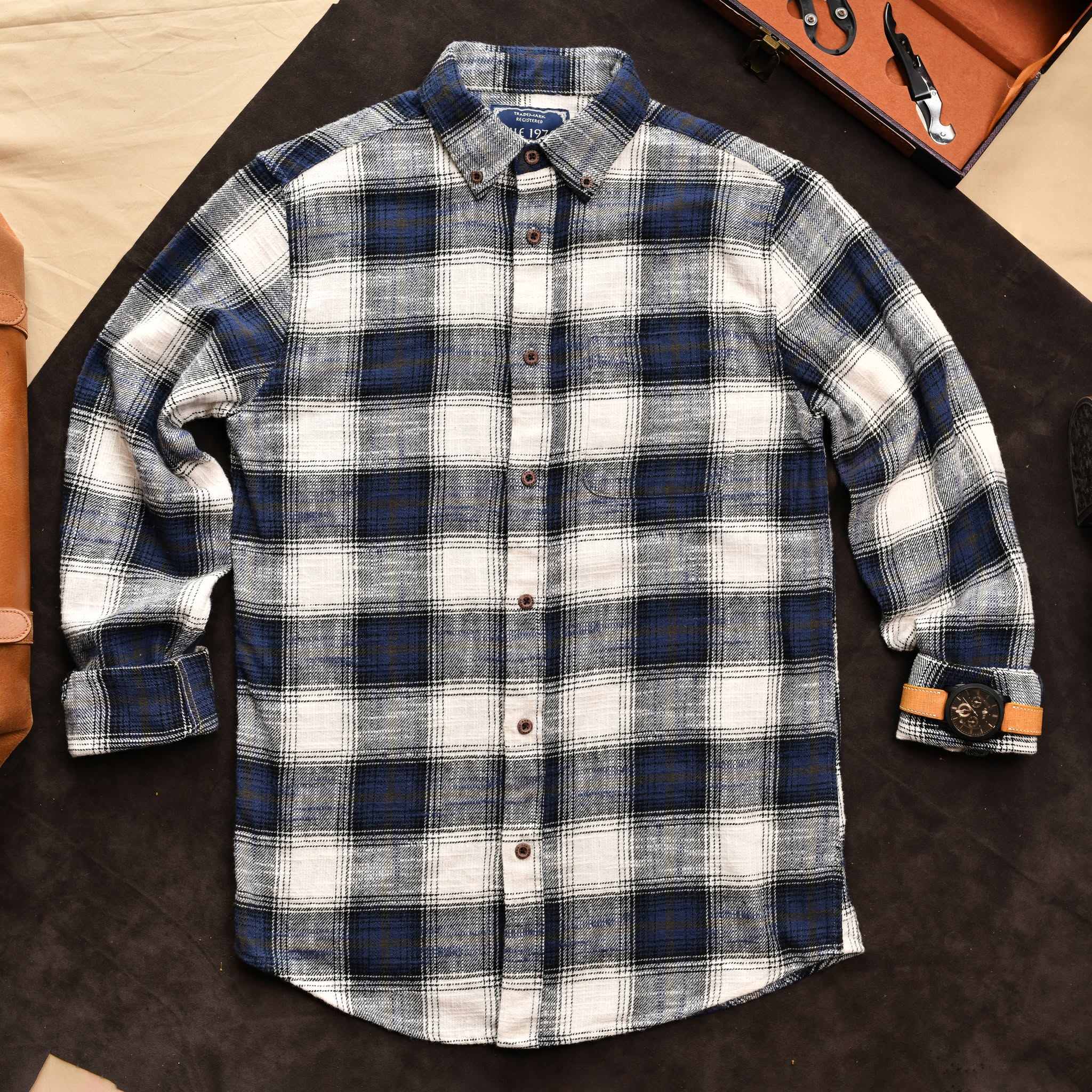 Áo sơ mi kẻ SM903 - Than