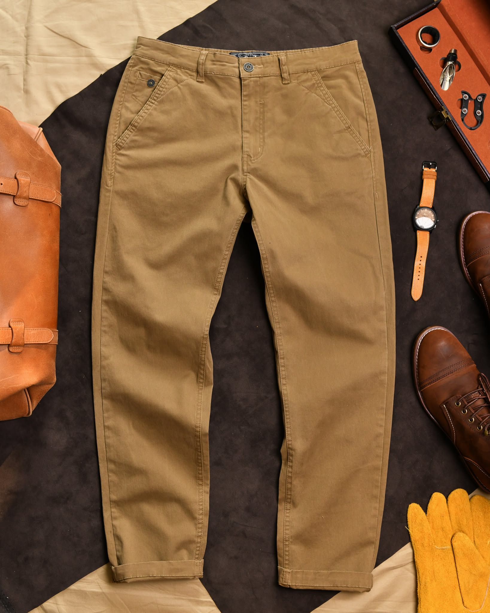 Quần kaki dài QKK904 - NÂU VÀNG