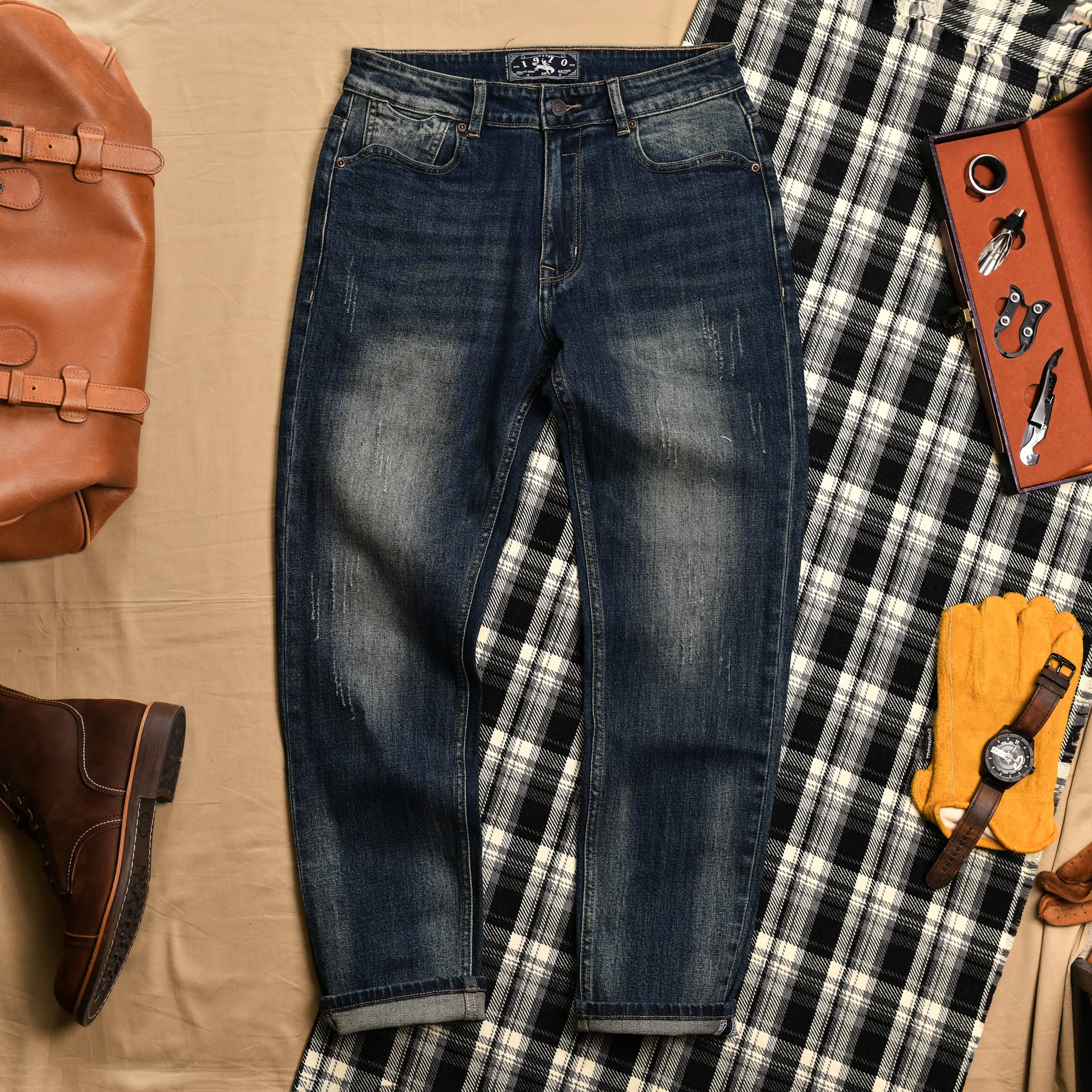 Quần jean xước QJ909 - XANH ĐẬM