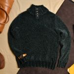 Áo len nhung cổ khuy AL810 - Rêu