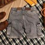 Quần short jean xám túi hộp XÁM NHẠT THE1970 QS780